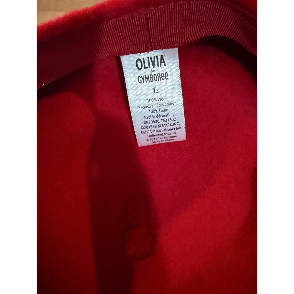 Olivia for Gymboree Red Wool Beret Hat Girls Large Ian Falconer Pig Parisian